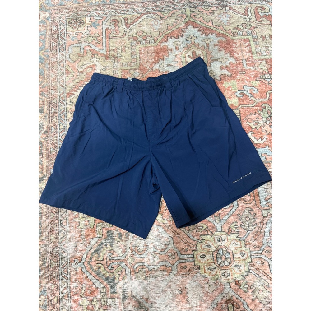 Columbia PFG Navy Blue Fishing Shorts Mens Large L Omni-Shade Mesh Lined Nylon